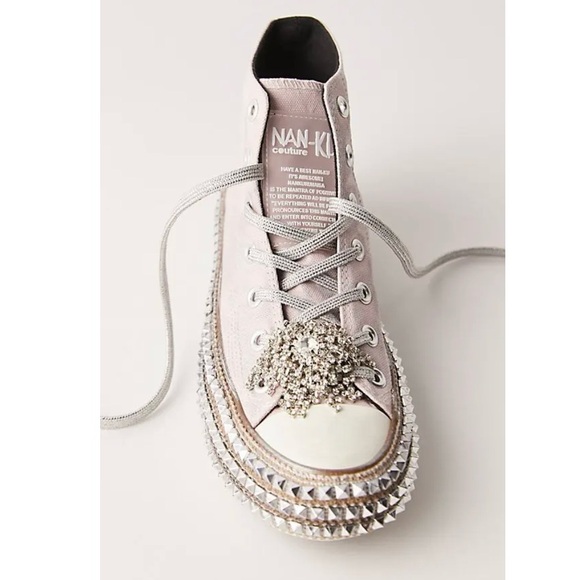 NWT Nan-Ku Cruise Women's Cruise Studded Mauve Studded Hi Top Sneakers Size 39 - Picture 1 of 12